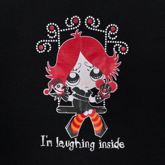 Vtg Ruby Gloom I'm Laughing Inside T Shirt Y2K Hot Topic Mall Goth Emo Baby Tee - Picture 5 of 16
